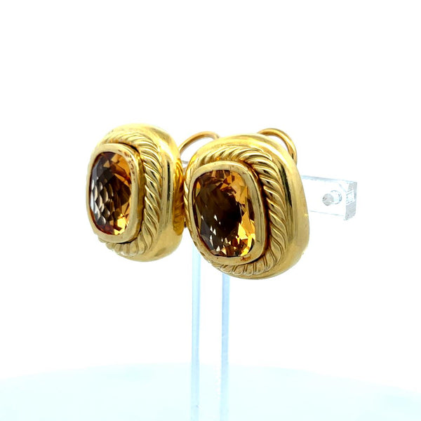 David Yurman 11-9.7MM Citrine 18 Karat Yellow Gold Clip On Earrings