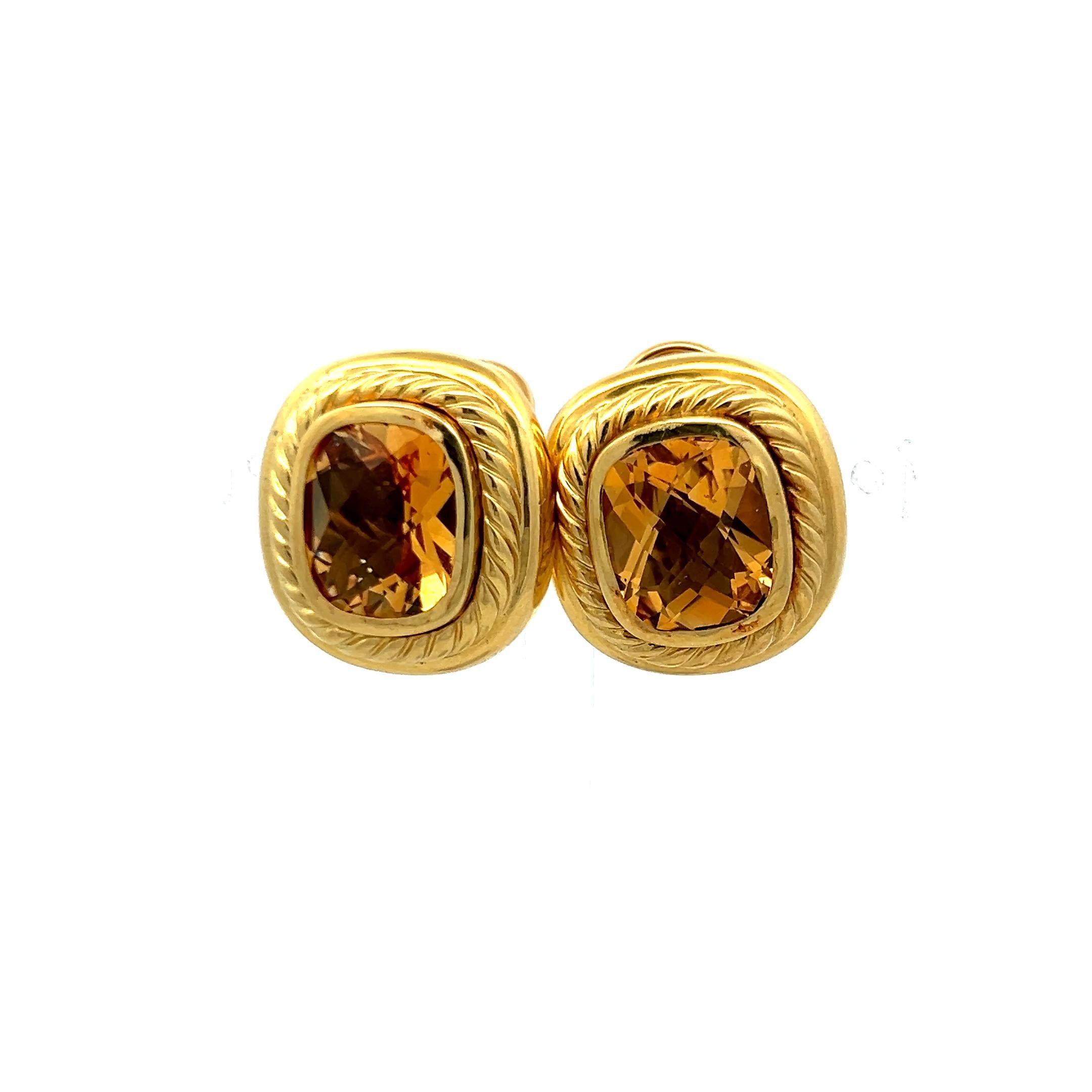 David Yurman 11-9.7MM Citrine 18 Karat Yellow Gold Clip On Earrings