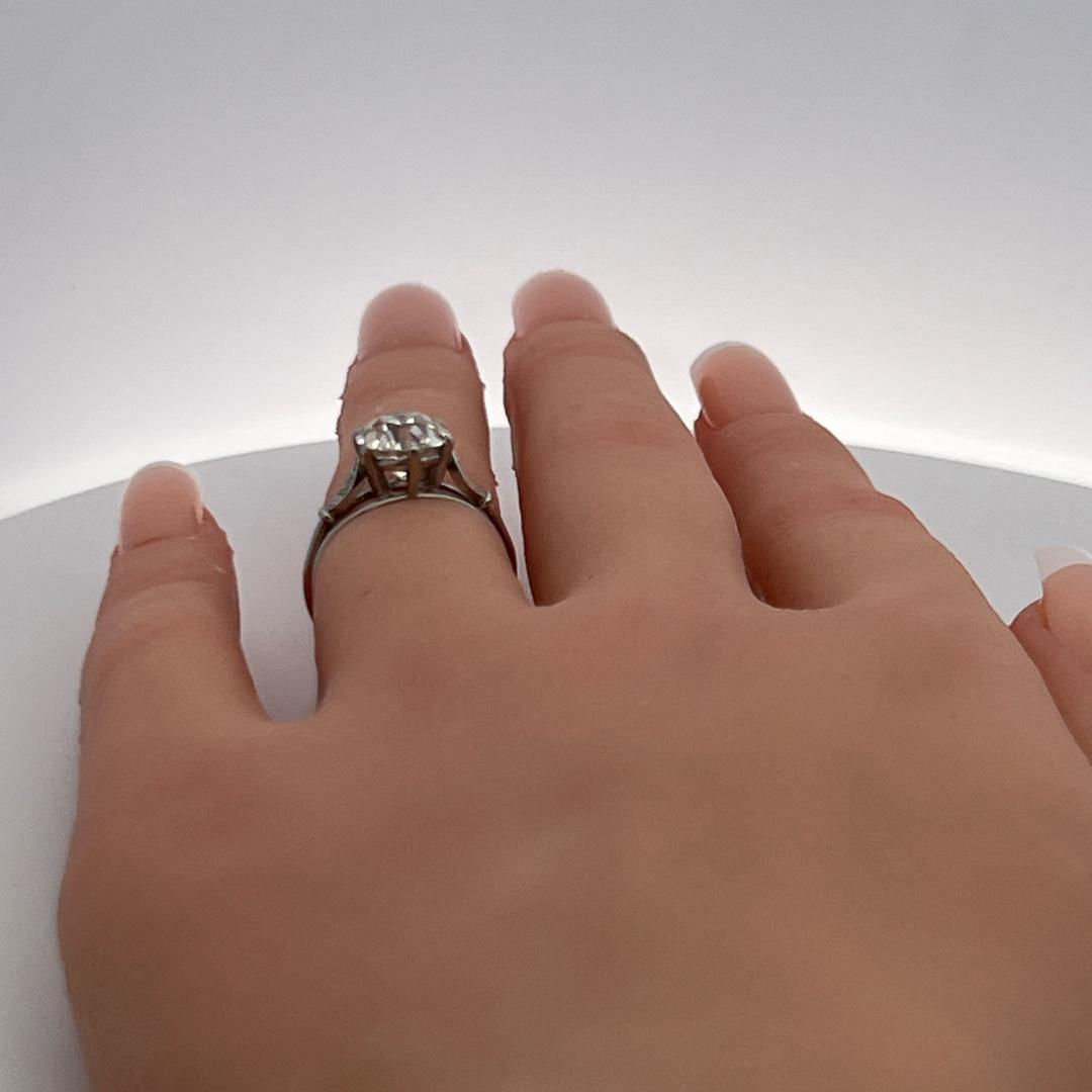 2.14 Carat Old European Cut I SI2 Diamond Platinum Engagement Ring