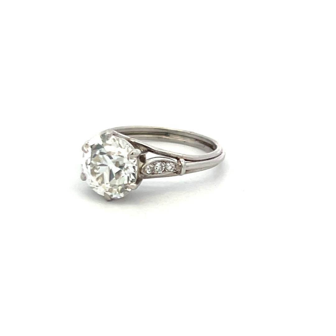 2.14 Carat Old European Cut I SI2 Diamond Platinum Engagement Ring
