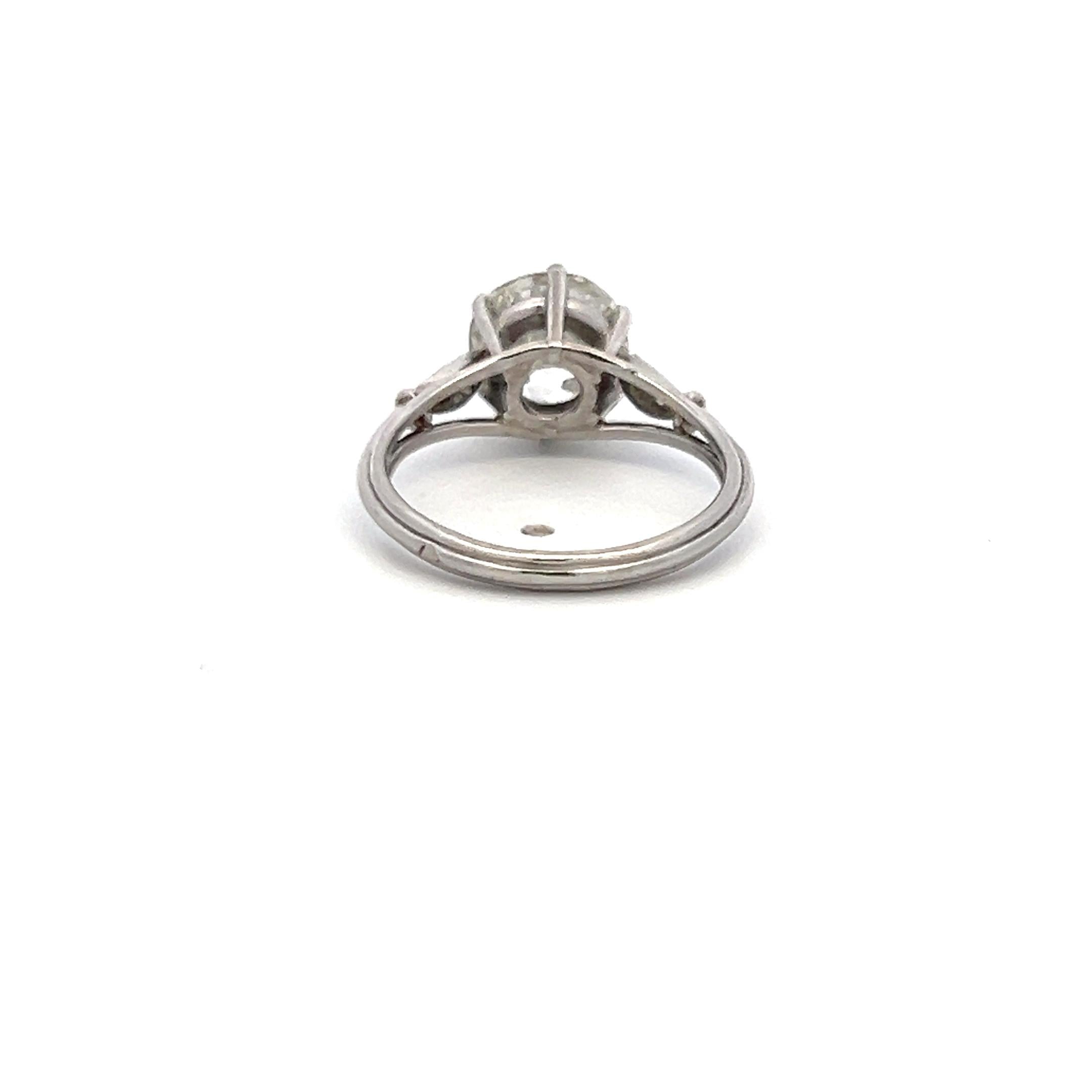 2.14 Carat Old European Cut I SI2 Diamond Platinum Engagement Ring