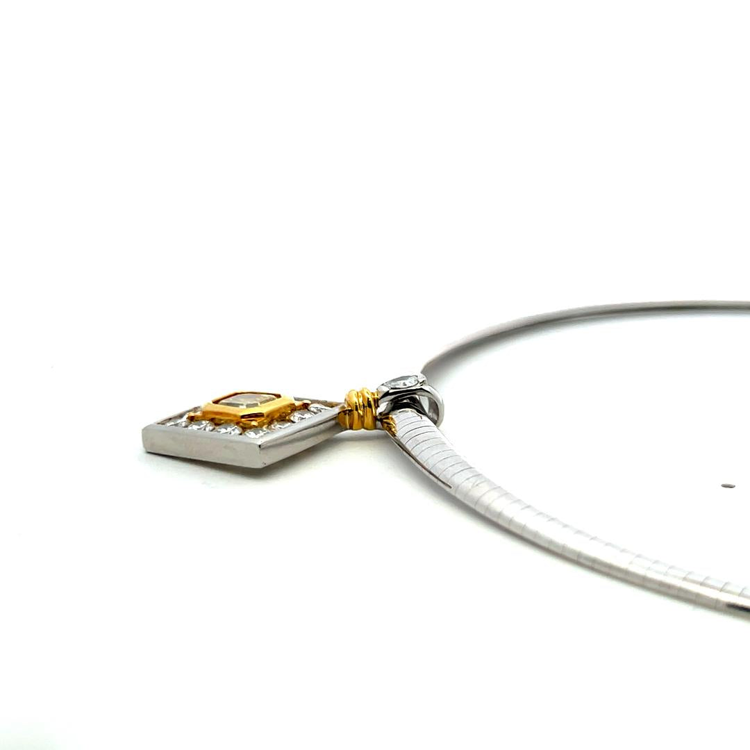 4.74 Carat Radiant Cut FI Yellow-Round Diamond 14K Gold-Plat Pendant Necklace