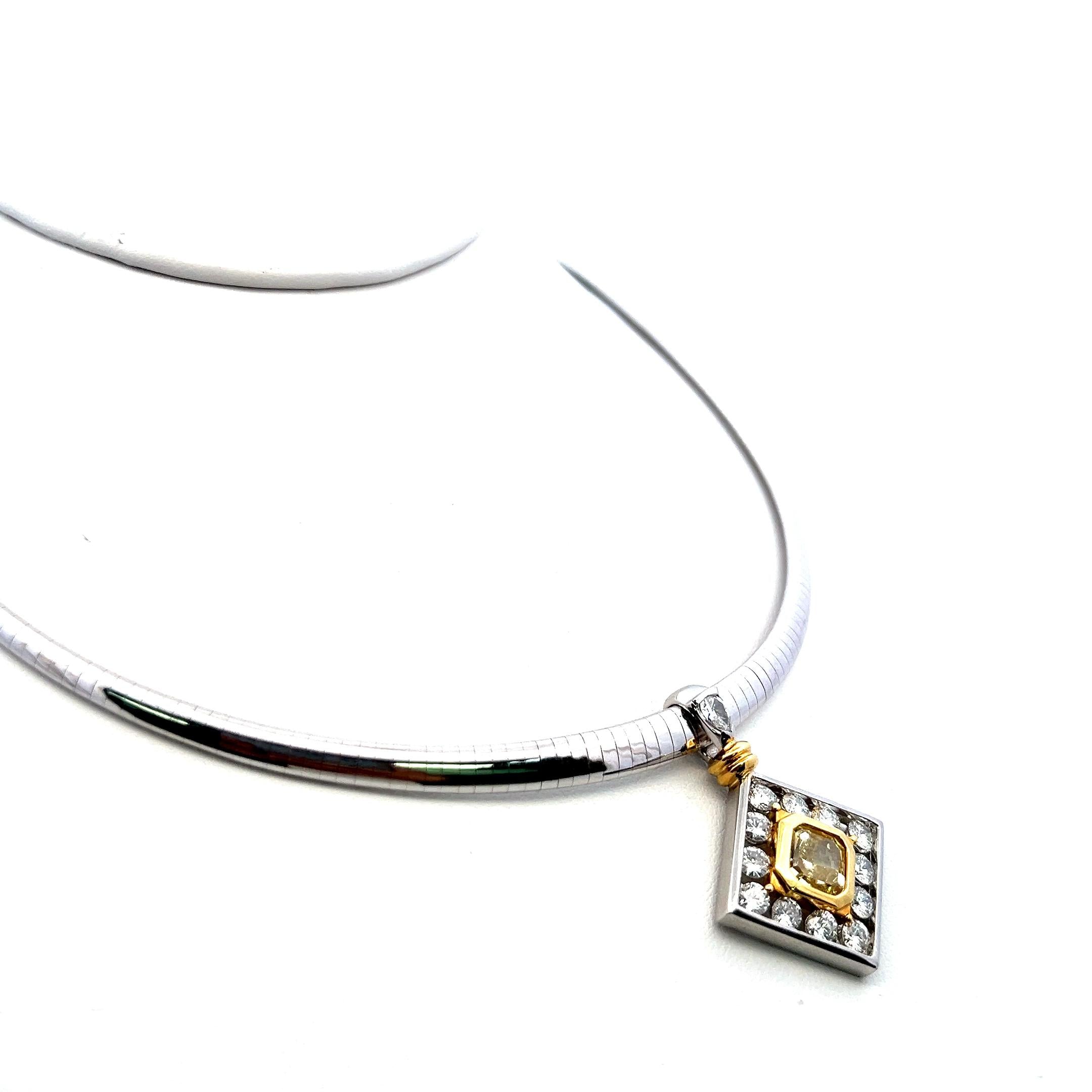 4.74 Carat Radiant Cut FI Yellow-Round Diamond 14K Gold-Plat Pendant Necklace