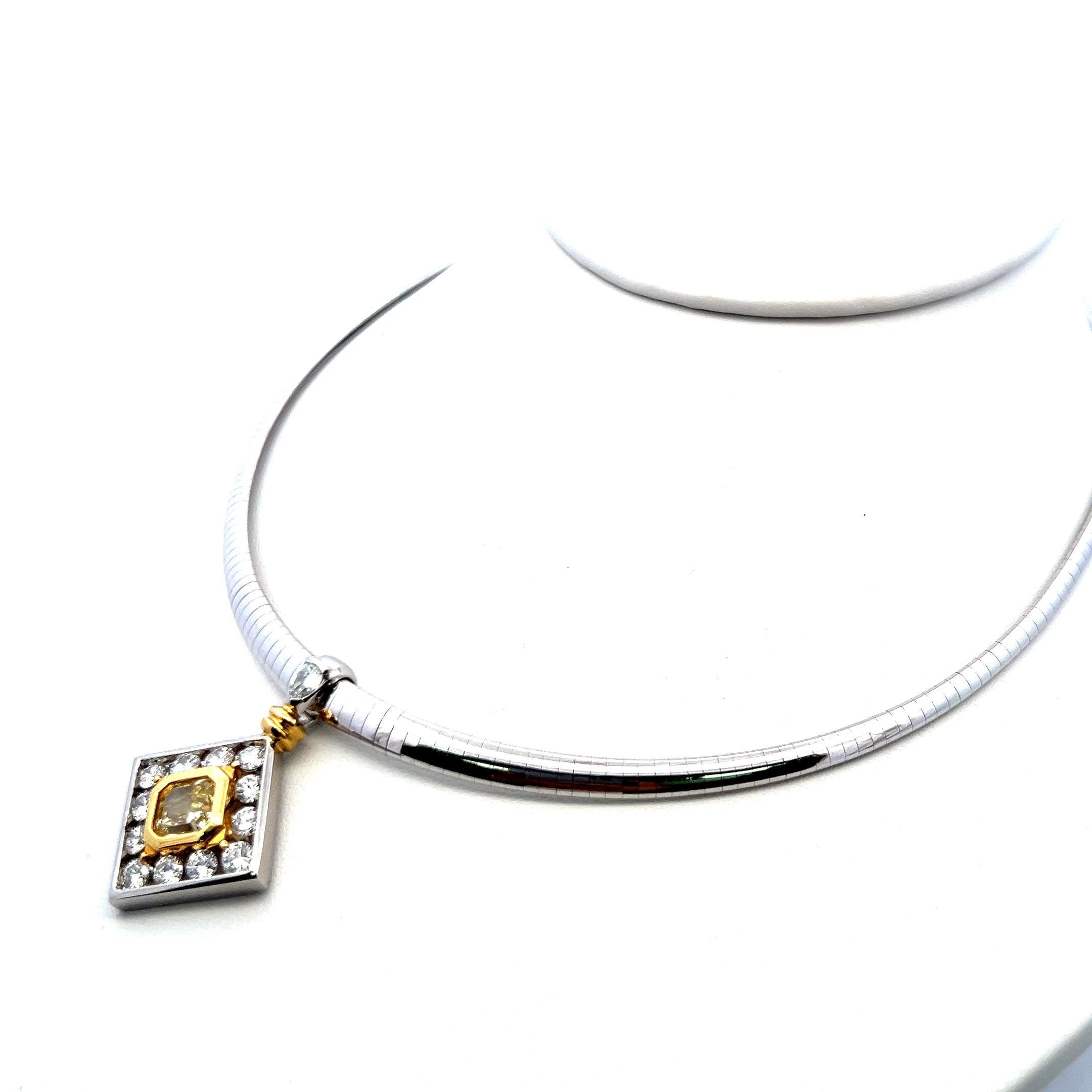 4.74 Carat Radiant Cut FI Yellow-Round Diamond 14K Gold-Plat Pendant Necklace