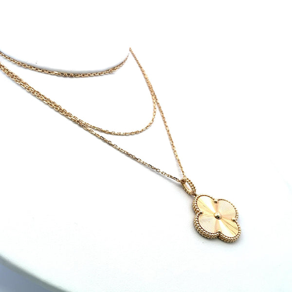 Van Cleef & Arpels Alhambra 18 Karat Yellow Gold Pendant Necklace with Cert
