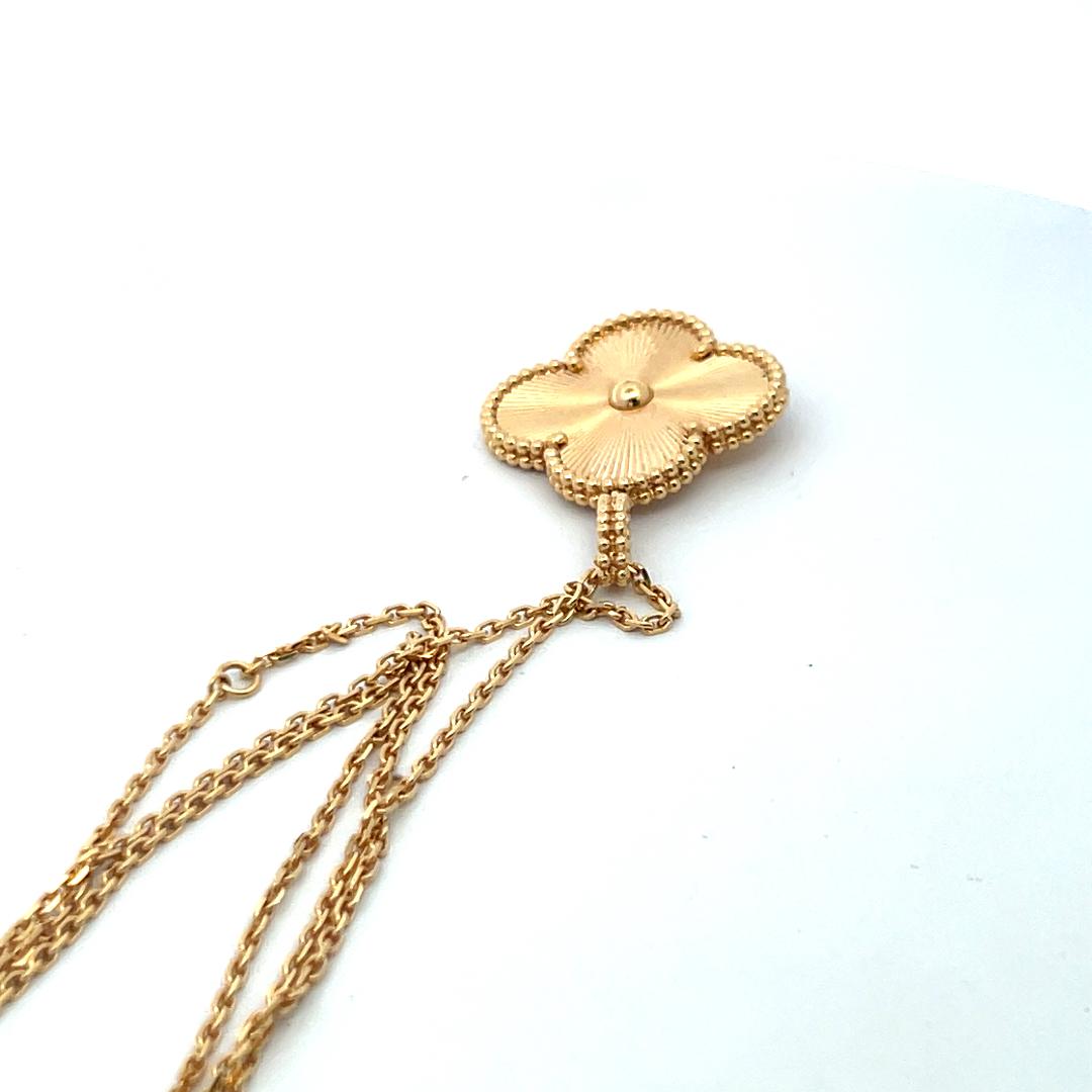 Van Cleef & Arpels Alhambra 18 Karat Yellow Gold Pendant Necklace with Cert