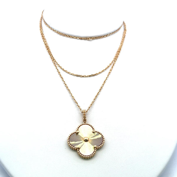 Van Cleef & Arpels Alhambra 18 Karat Yellow Gold Pendant Necklace with Cert