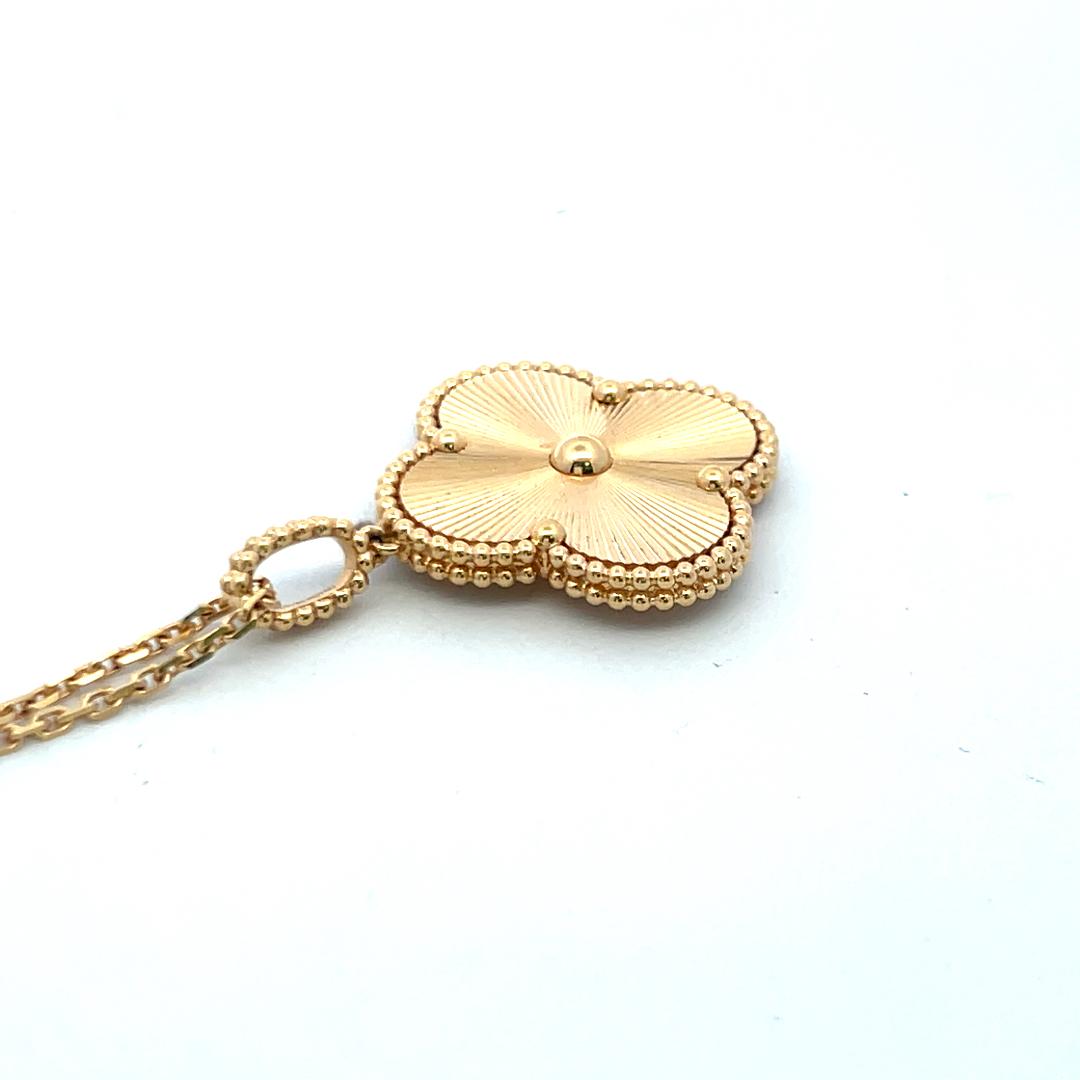 Van Cleef & Arpels Alhambra 18 Karat Yellow Gold Pendant Necklace with Cert