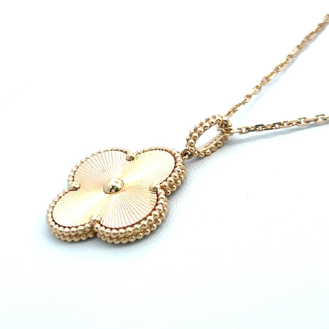 Van Cleef & Arpels Alhambra 18 Karat Yellow Gold Pendant Necklace with Cert