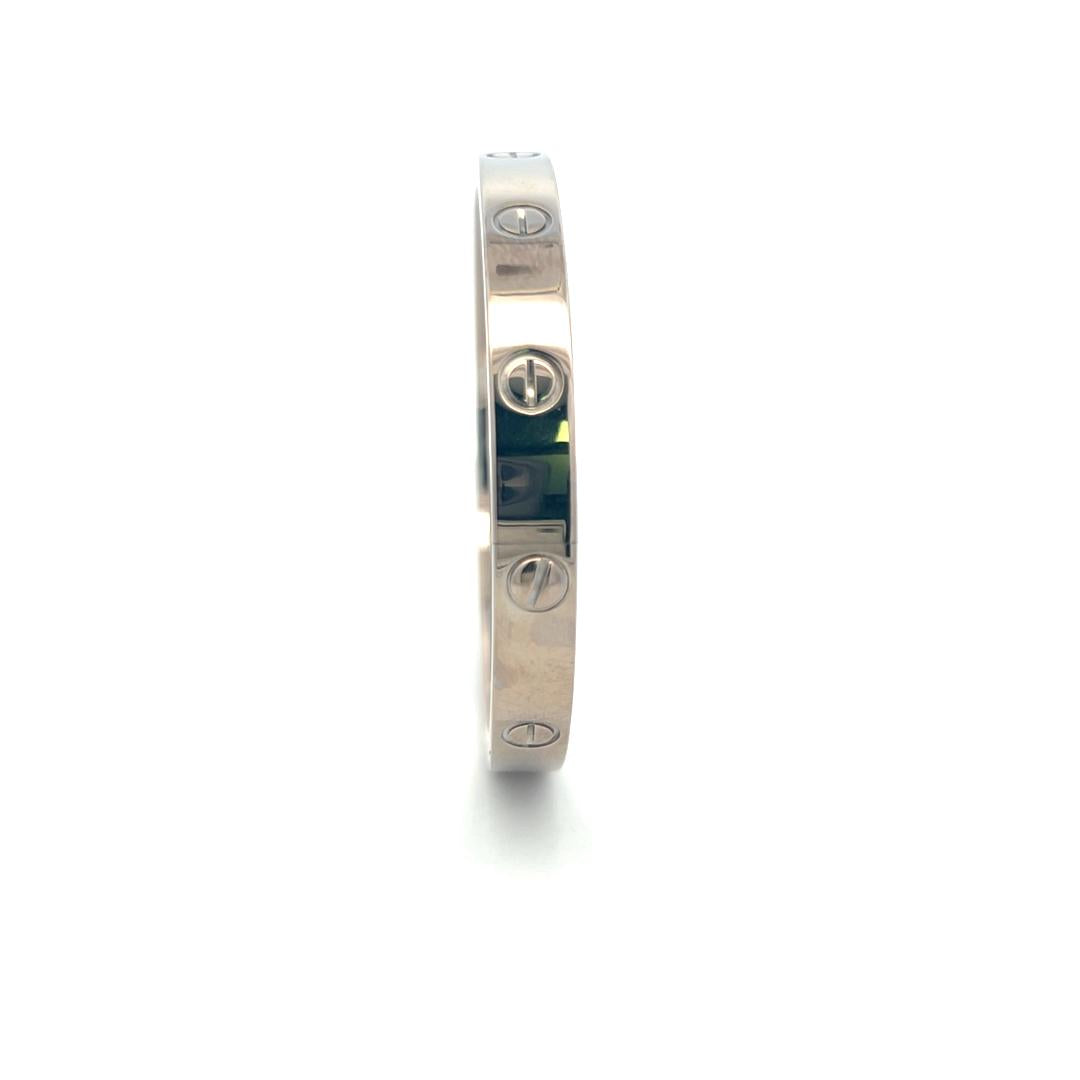 Cartier 18 Karat White Gold Love Bracelet Size 18 With Paper
