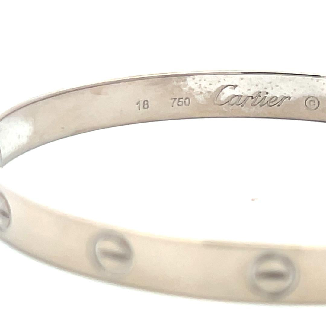 Cartier 18 Karat White Gold Love Bracelet Size 18 With Paper