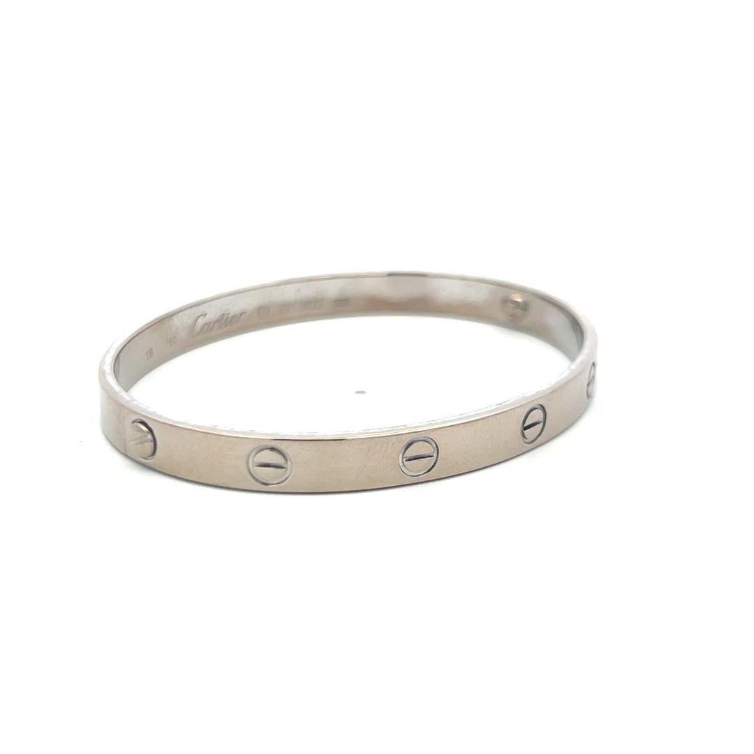 Cartier 18 Karat White Gold Love Bracelet Size 18 With Paper