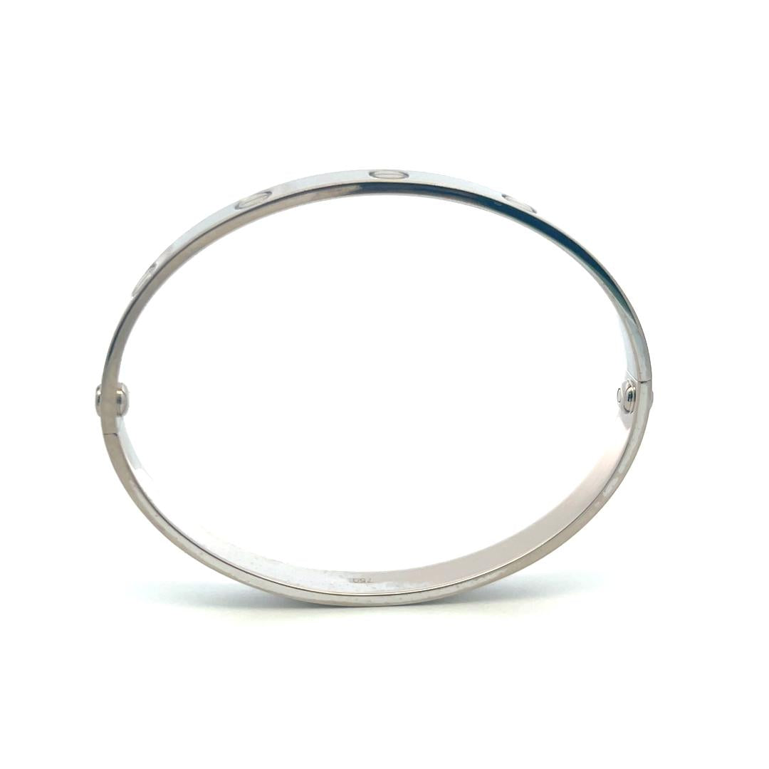 Cartier Vintage 18K White Gold Love Bracelet with Certificate 33.6 Grams Size 18