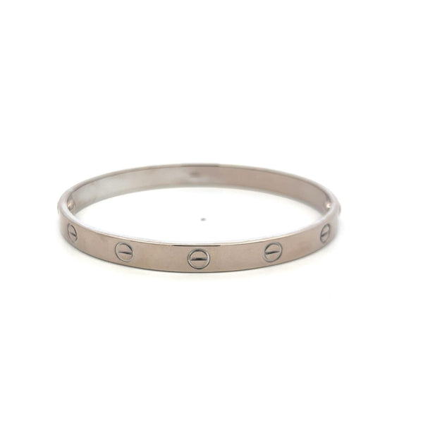 Cartier 18 Karat White Gold Love Bracelet Size 18 With Paper