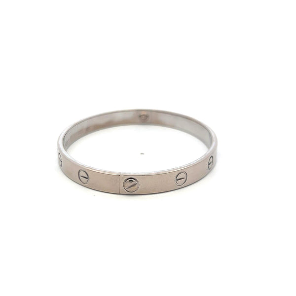 Cartier 18 Karat White Gold Love Bracelet Size 18 With Paper