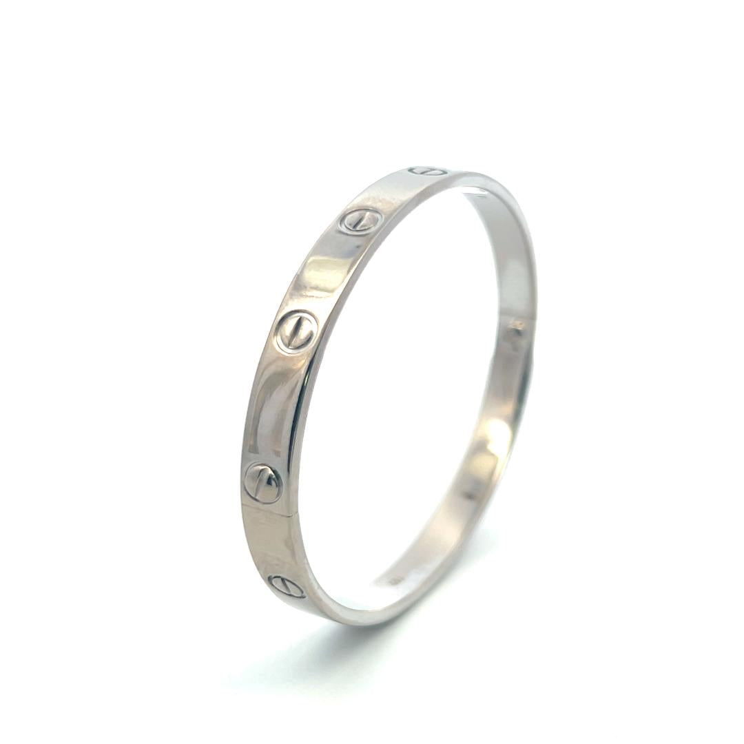 Cartier 18 Karat White Gold Love Bracelet Size 18 With Paper