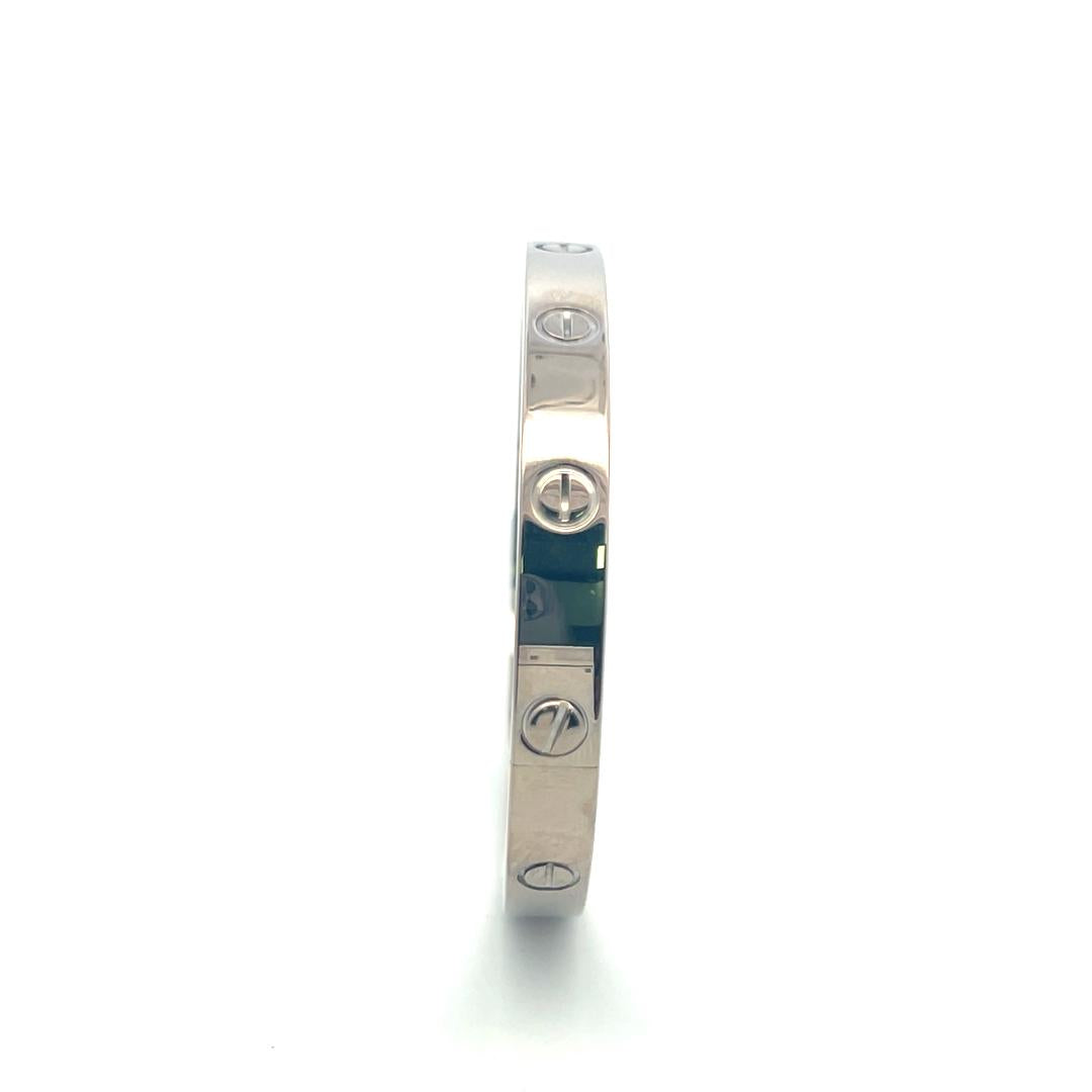 Cartier 18 Karat White Gold Love Bracelet Size 18 With Paper