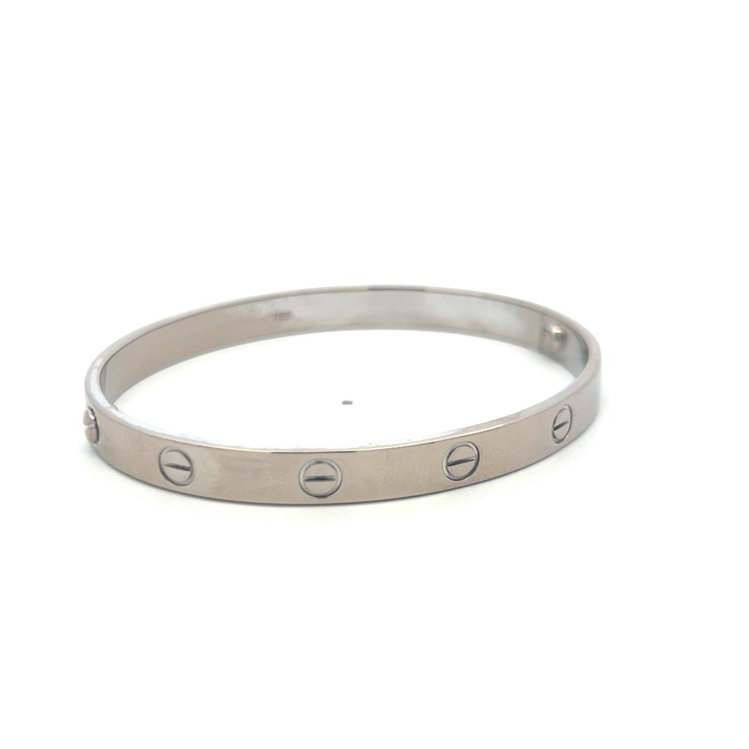 Cartier Vintage 18K White Gold Love Bracelet with Certificate 33.6 Grams Size 18
