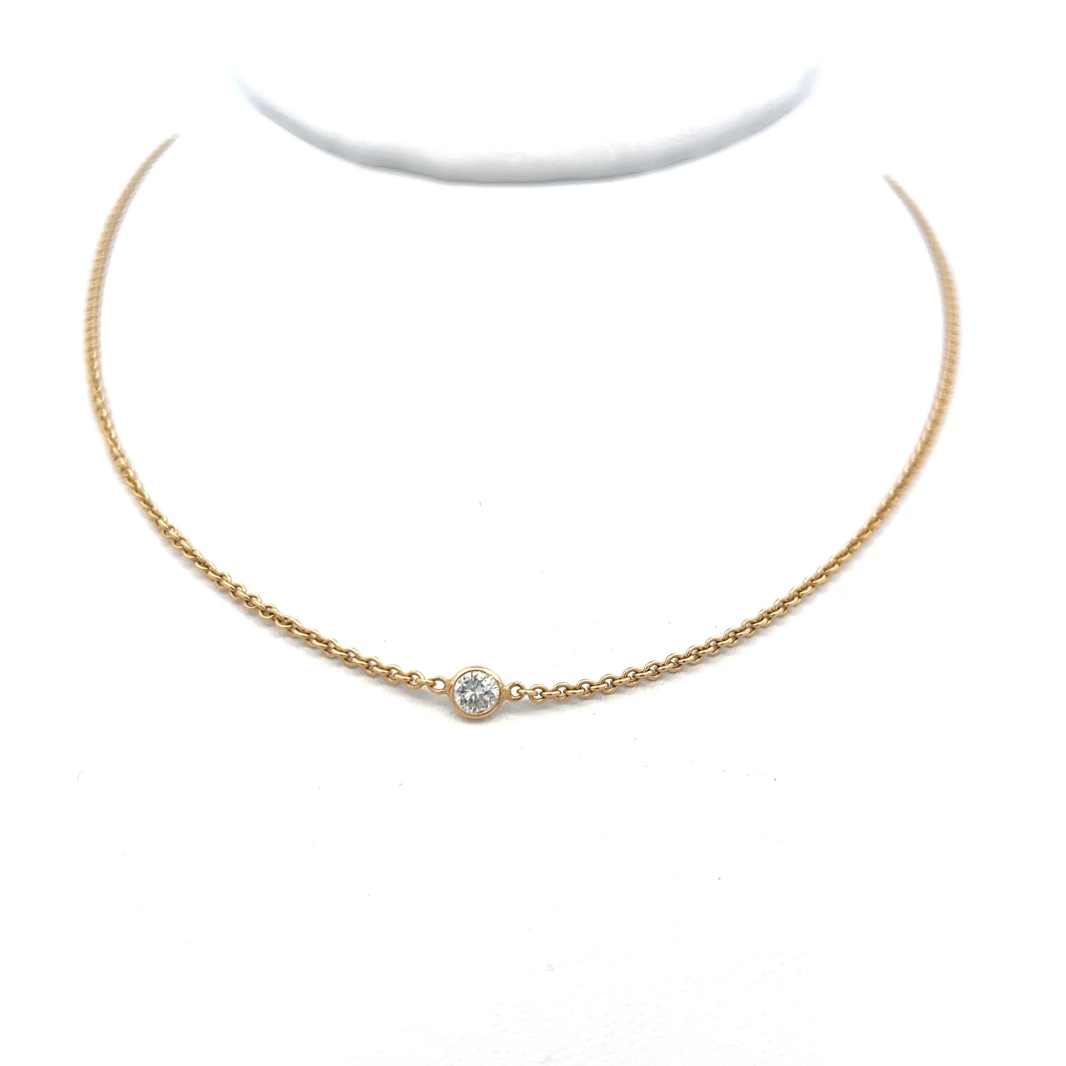 0.15 Carat Round Brilliant G VS2 Diamond 18 Karat Yellow Gold Chain Necklace