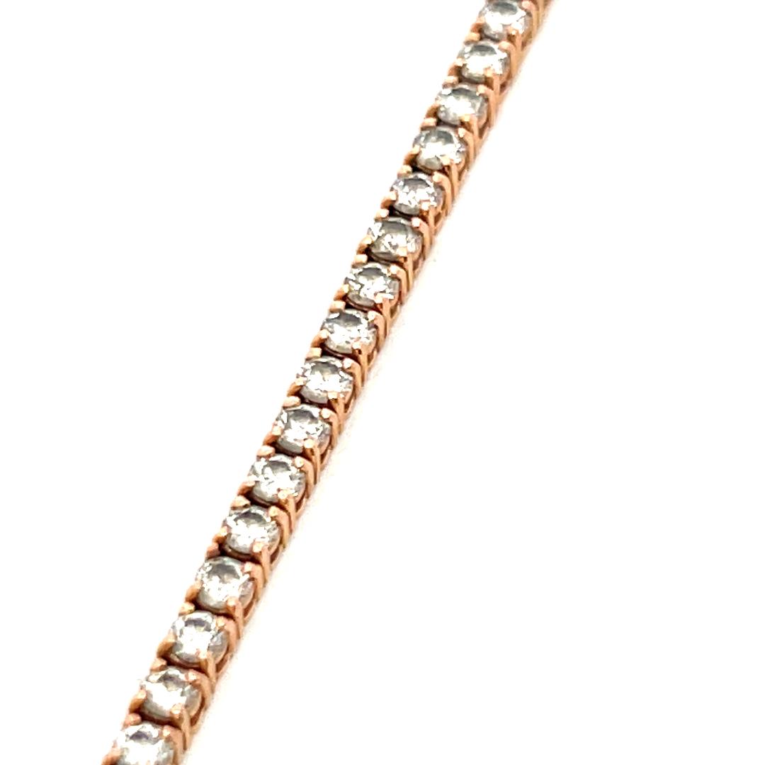 3.10 Carat Round Brilliant G VS Diamond 14 Karat Rose Gold Tennis Bracelet