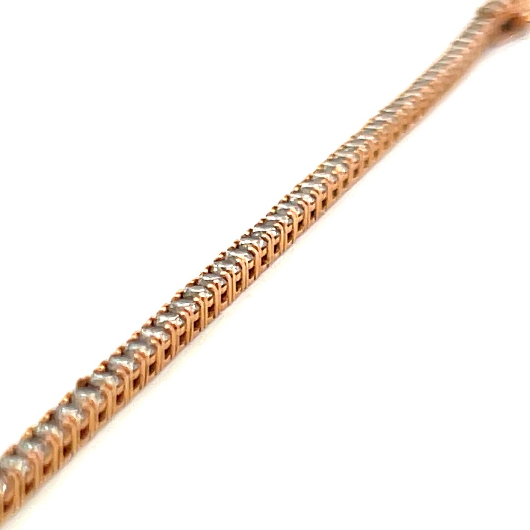 3.10 Carat Round Brilliant G VS Diamond 14 Karat Rose Gold Tennis Bracelet