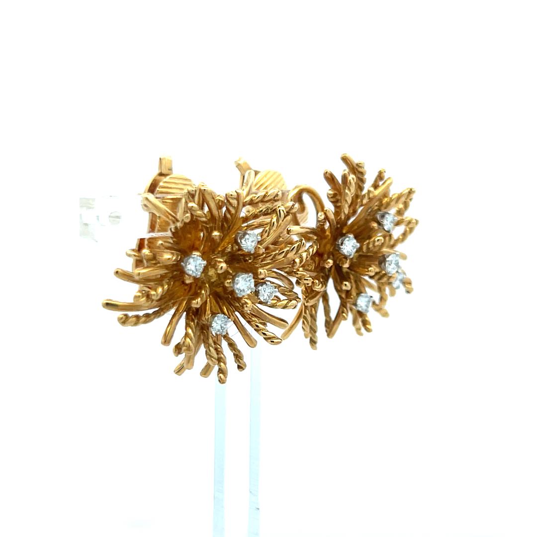 Tiffany & Co 0.50 Carat Round Diamond 18 Karat Yellow Gold Clip On Earrings