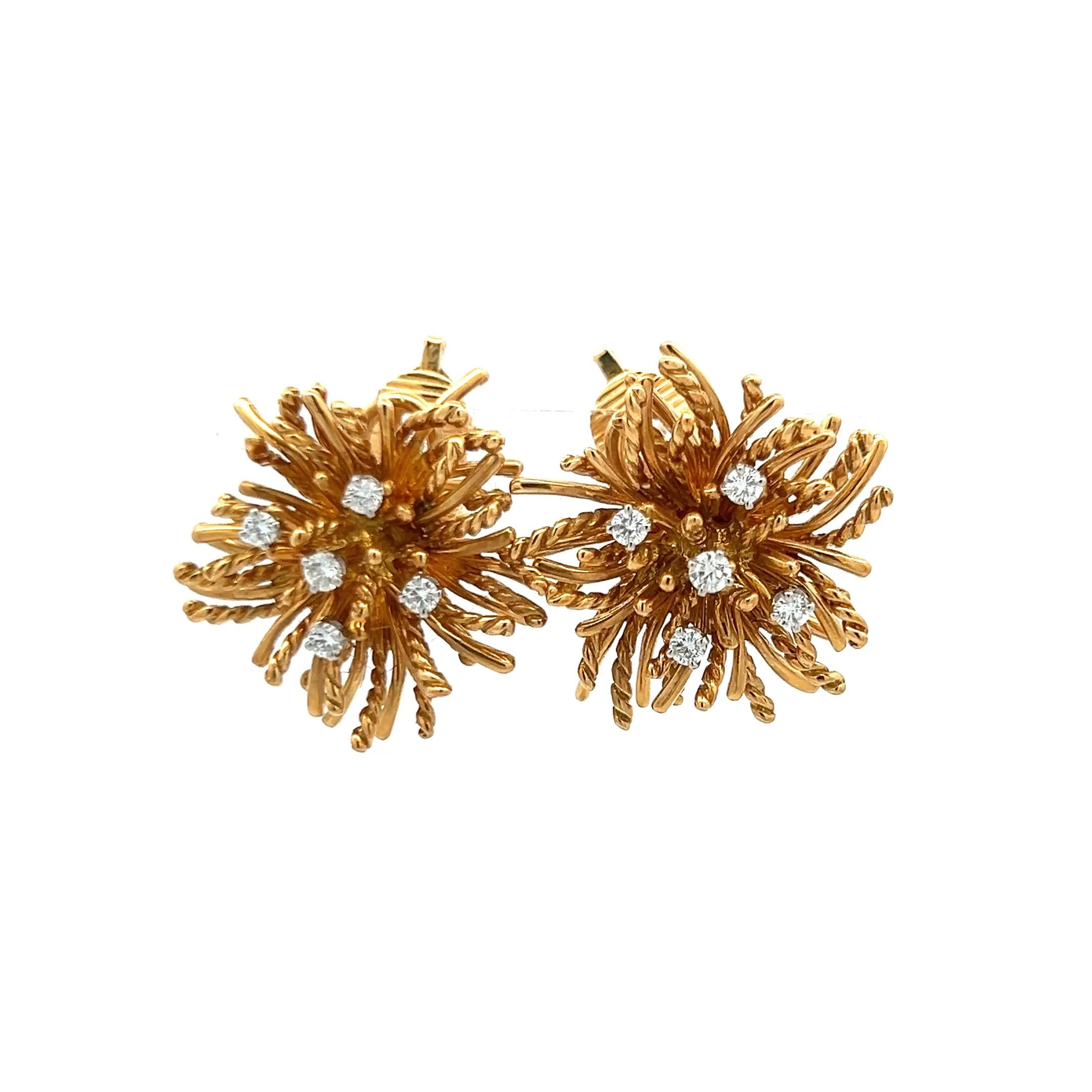 Tiffany & Co 0.50 Carat Round Diamond 18 Karat Yellow Gold Clip On Earrings