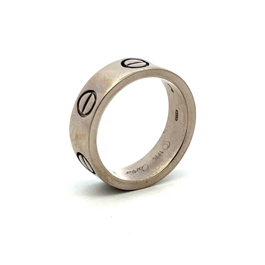 Cartier Vintage 7.50 Grams 18 Karat White Gold Love Ring Size 49 5.4MM