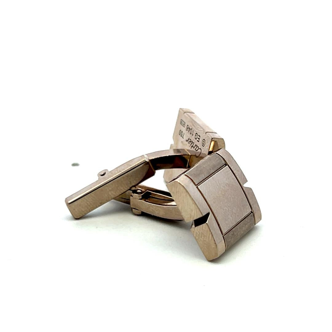 Cartier Vintage 22.50 Grams 18 Karat White Gold Locking Cufflinks