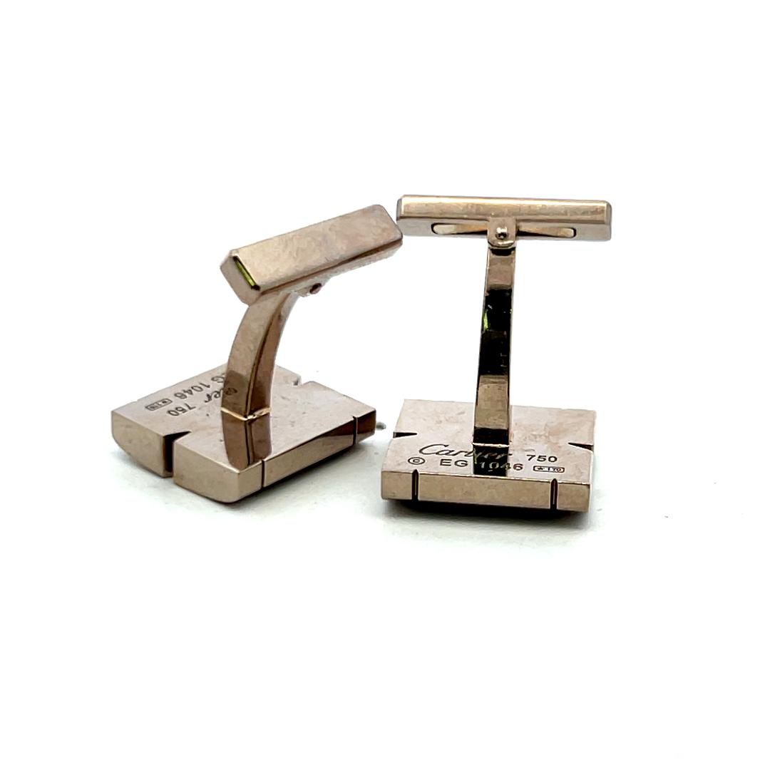 Cartier Vintage 22.50 Grams 18 Karat White Gold Locking Cufflinks
