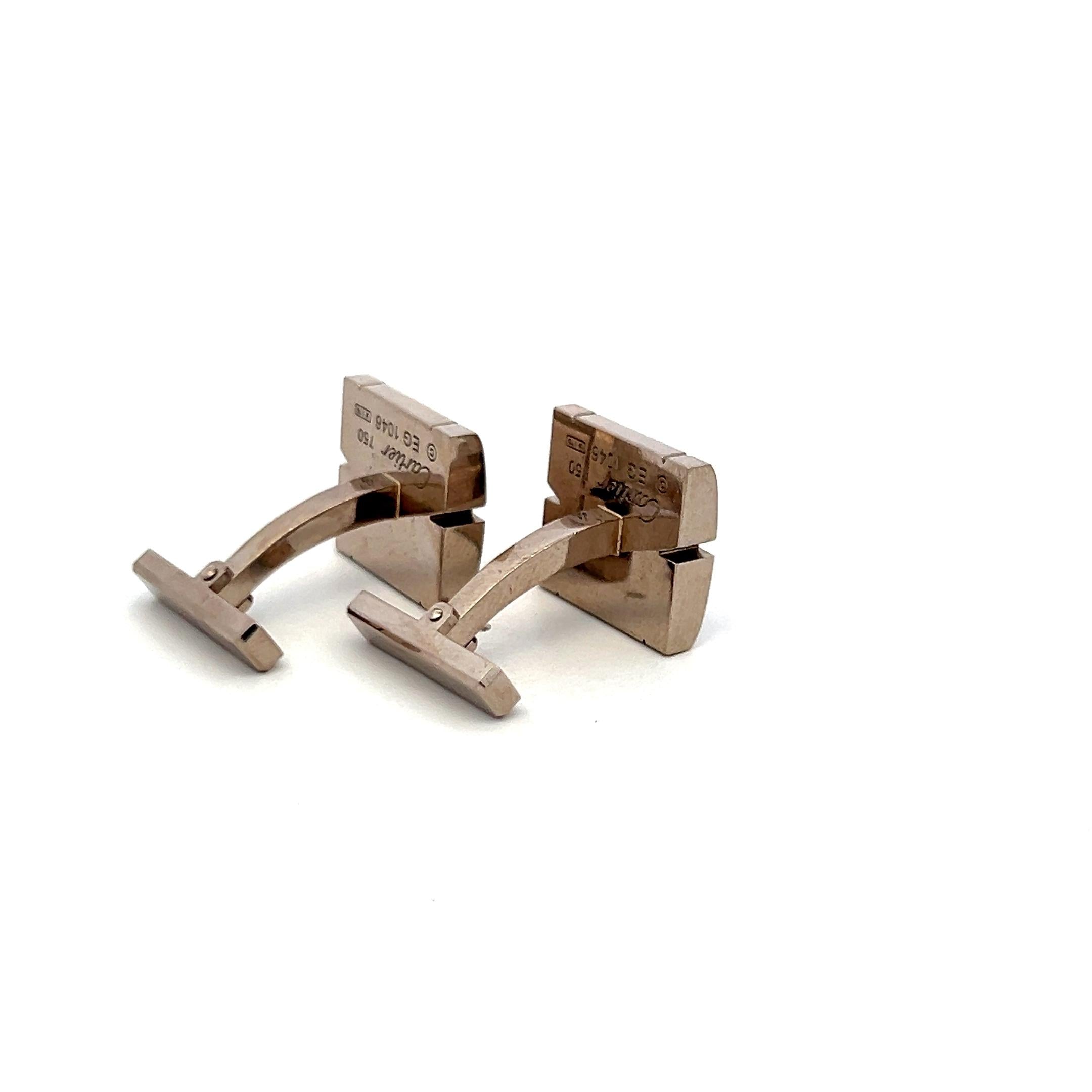 Cartier Vintage 22.50 Grams 18 Karat White Gold Locking Cufflinks