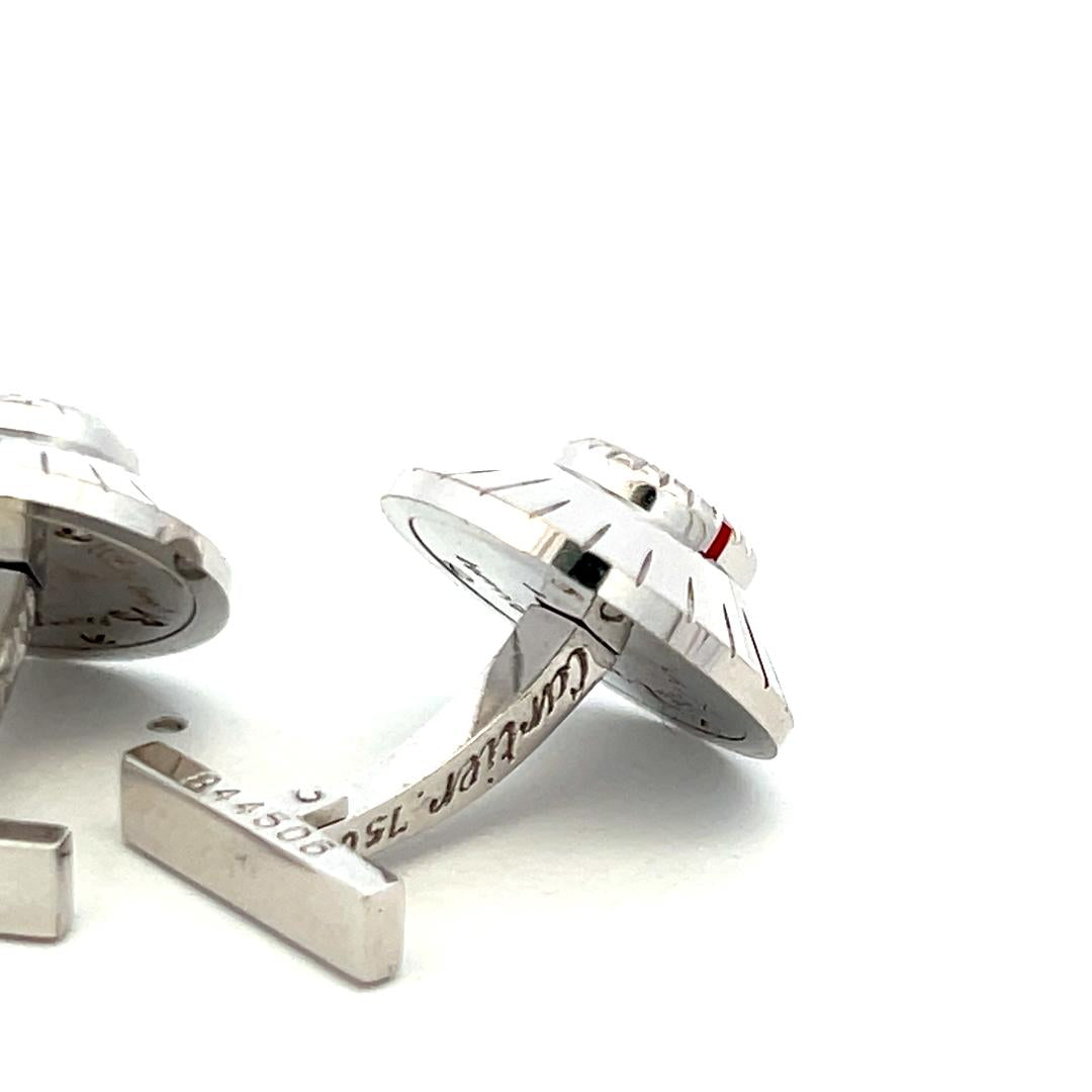 Cartier Vintage 25 Grams 18 Karat White Gold Locking Cufflinks 0.66-0.65 Inches