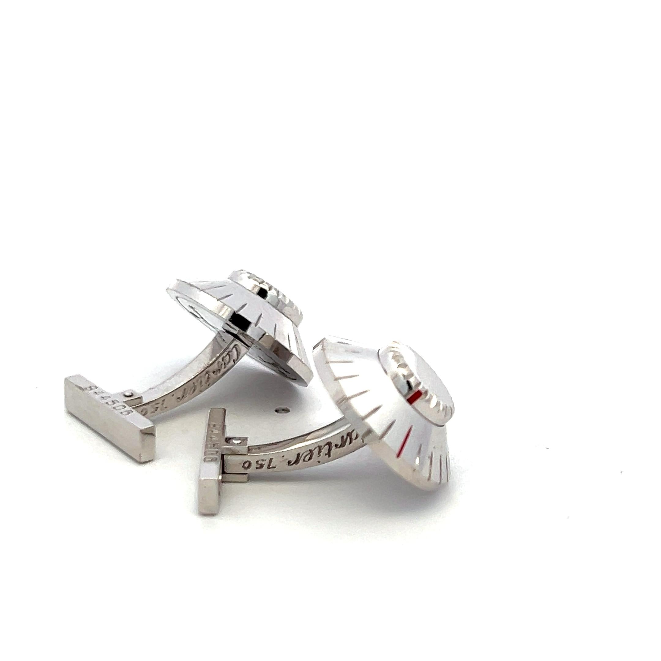Cartier Vintage 25 Grams 18 Karat White Gold Locking Cufflinks 0.66-0.65 Inches