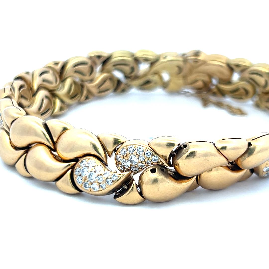 Chopard 1.00 Carat Round Brilliant Diamond 18 Karat Yellow Gold Link Bracelet