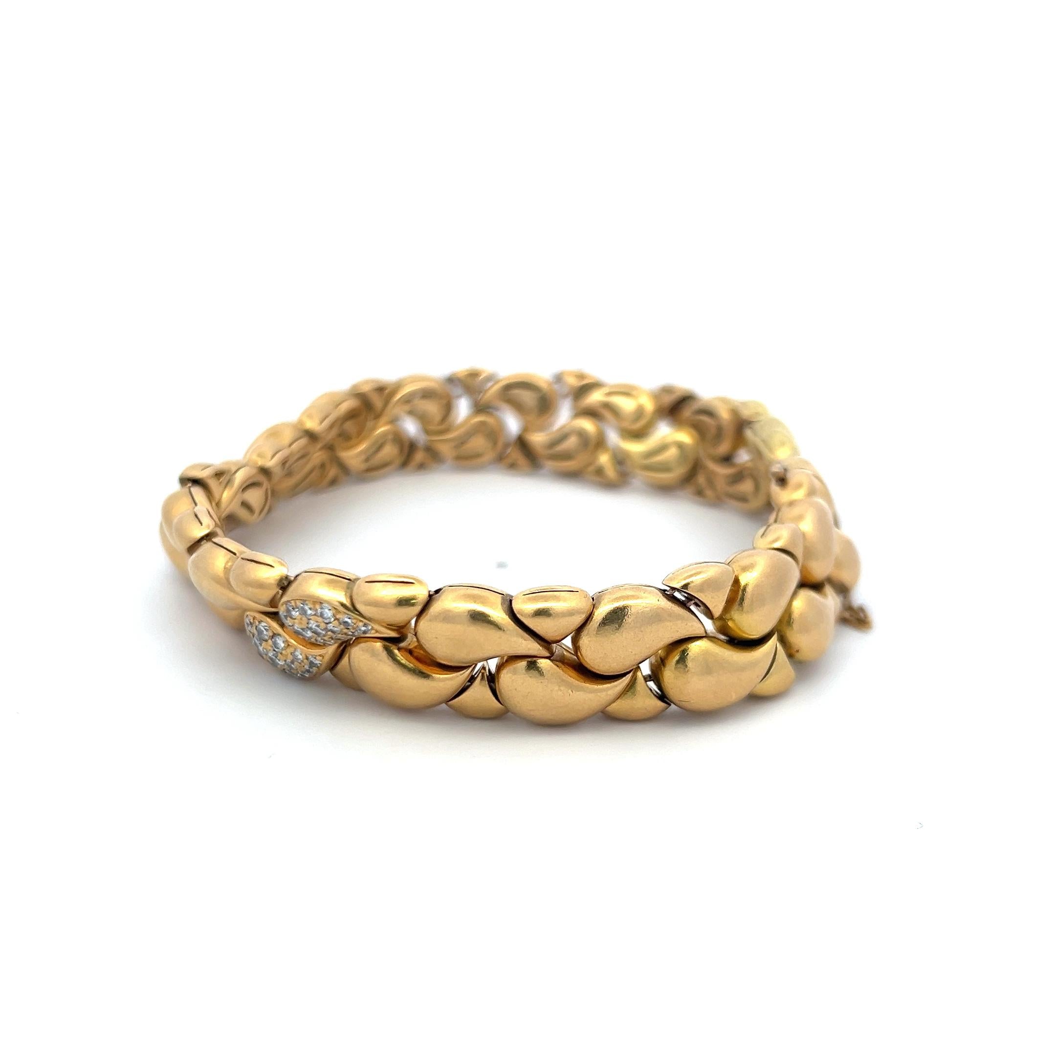 Chopard 1.00 Carat Round Brilliant Diamond 18 Karat Yellow Gold Link Bracelet