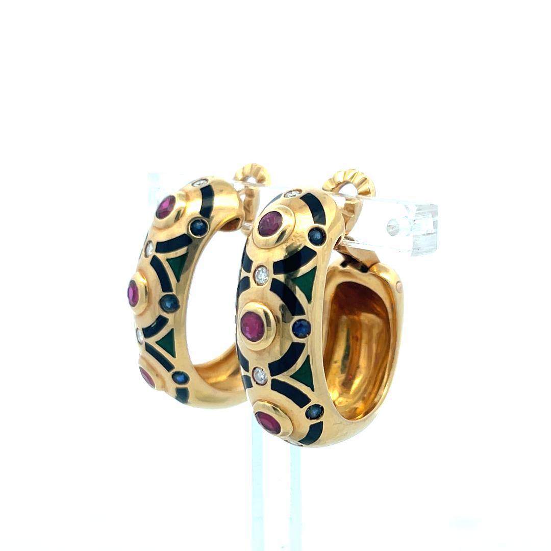 Cartier 1.14 Carat Ruby Sapphire 0.16 Carat Diamond 18K YG Clip On Earrings