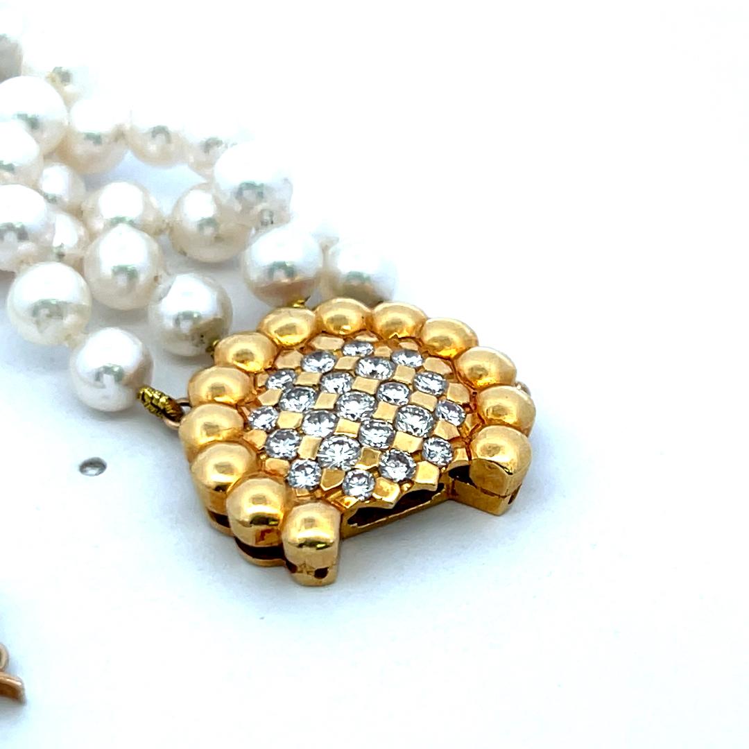 Tiffany & Co 5MM Pearl 0.63 Carat Round Diamond 18K Yellow Gold Bead Bracelet
