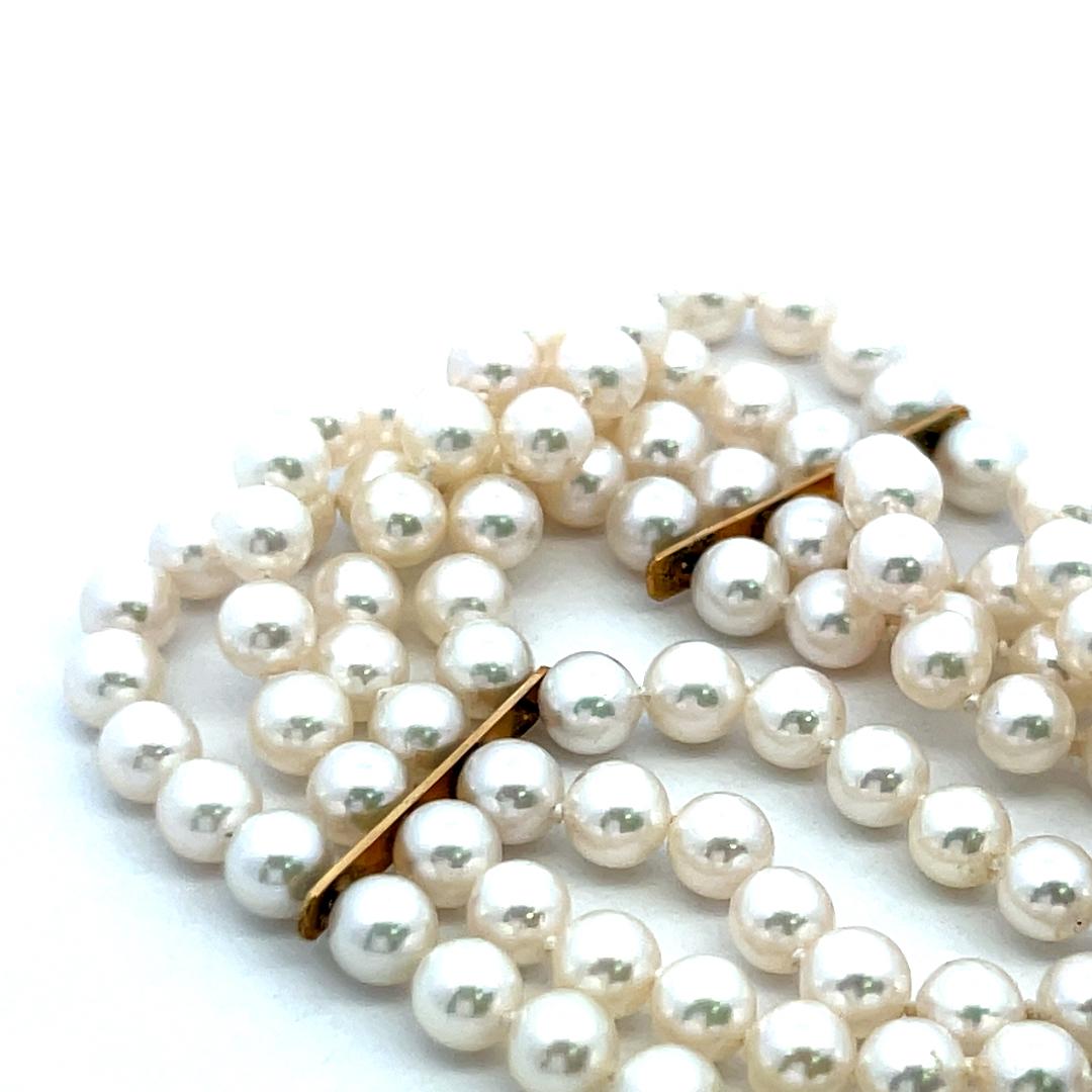 Tiffany & Co 5MM Pearl 0.63 Carat Round Diamond 18K Yellow Gold Bead Bracelet