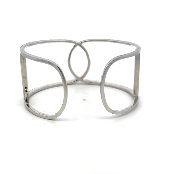 2.60 Carat Round Brilliant F VS Diamond 14 Karat White Gold Bangle Bracelet