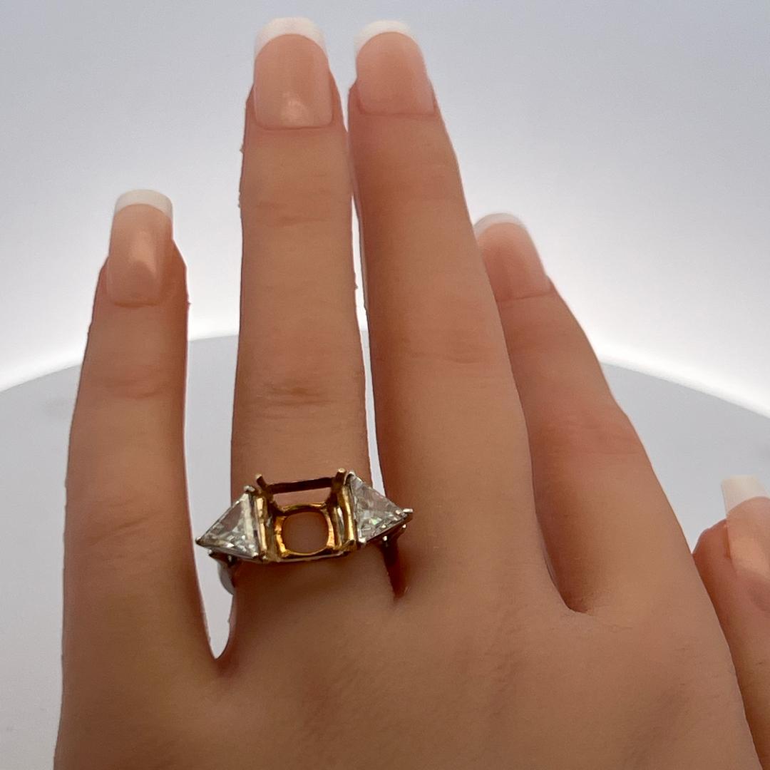 1.60 Carat Triangular Shape Diamond 18K Two Tone Gold/Platinum Semi Mount Ring