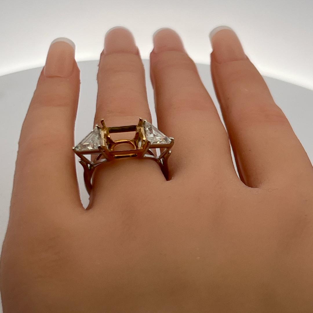 1.60 Carat Triangular Shape Diamond 18K Two Tone Gold/Platinum Semi Mount Ring