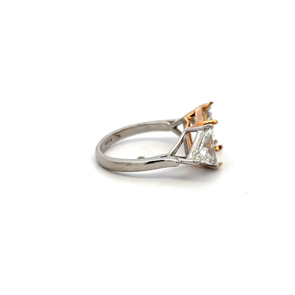 1.60 Carat Triangular Shape Diamond 18K Two Tone Gold/Platinum Semi Mount Ring