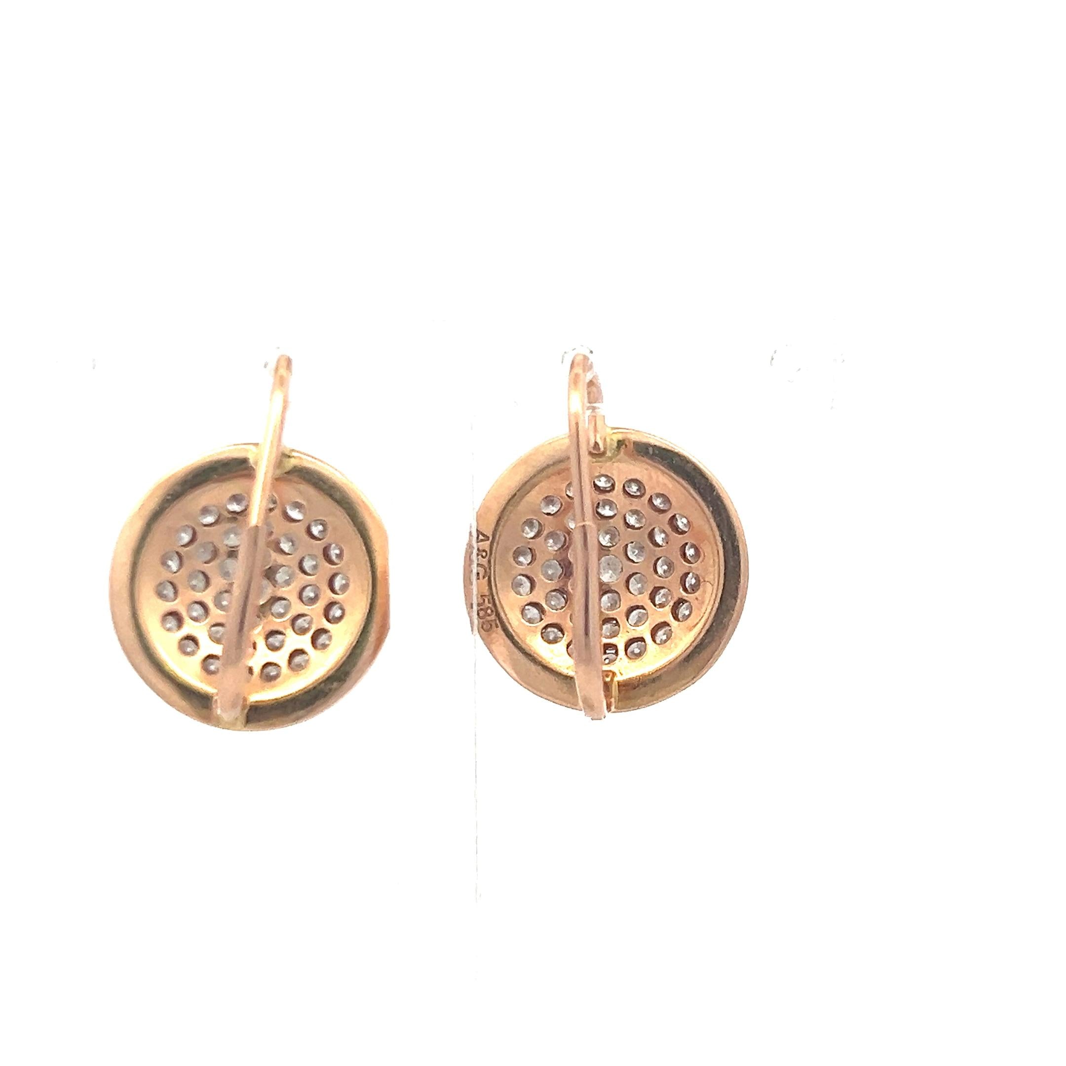 1.35 Carat Round Brilliant Diamond Leverback Earrings in 14K Rose Gold