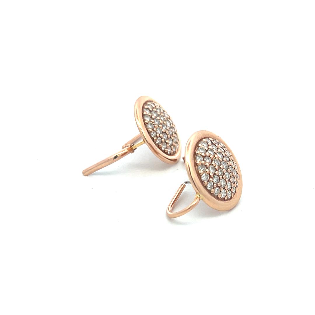 1.35 Carat Round Brilliant Diamond Leverback Earrings in 14K Rose Gold