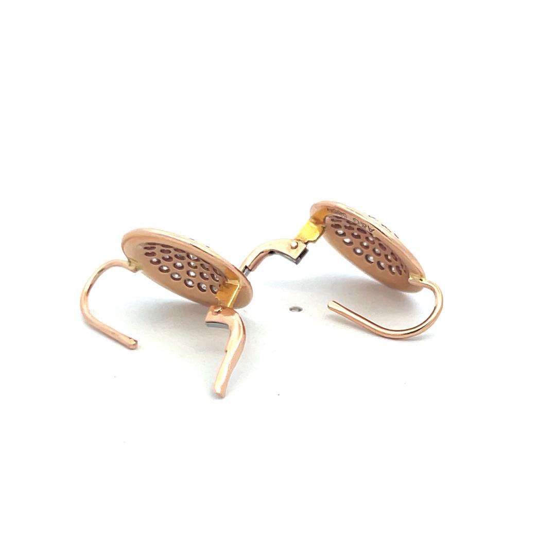 1.35 Carat Round Brilliant Diamond Leverback Earrings in 14K Rose Gold