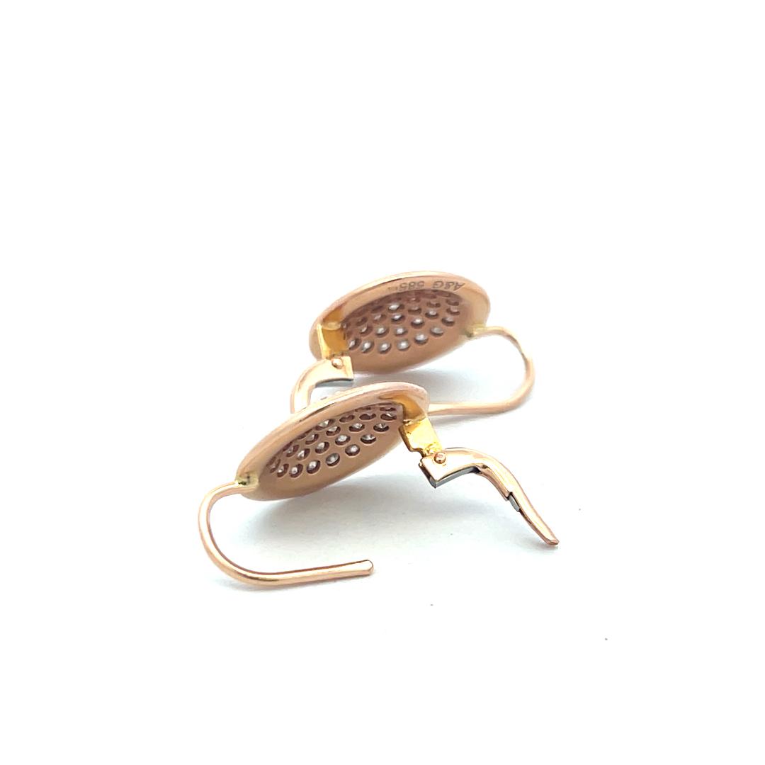 1.35 Carat Round Brilliant Diamond Leverback Earrings in 14K Rose Gold