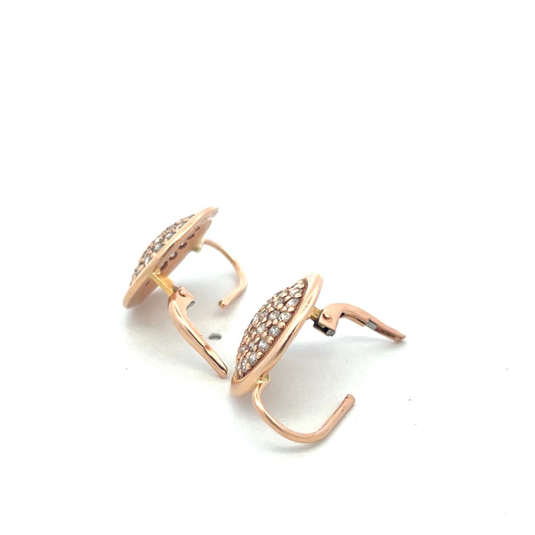 1.35 Carat Round Brilliant Diamond Leverback Earrings in 14K Rose Gold