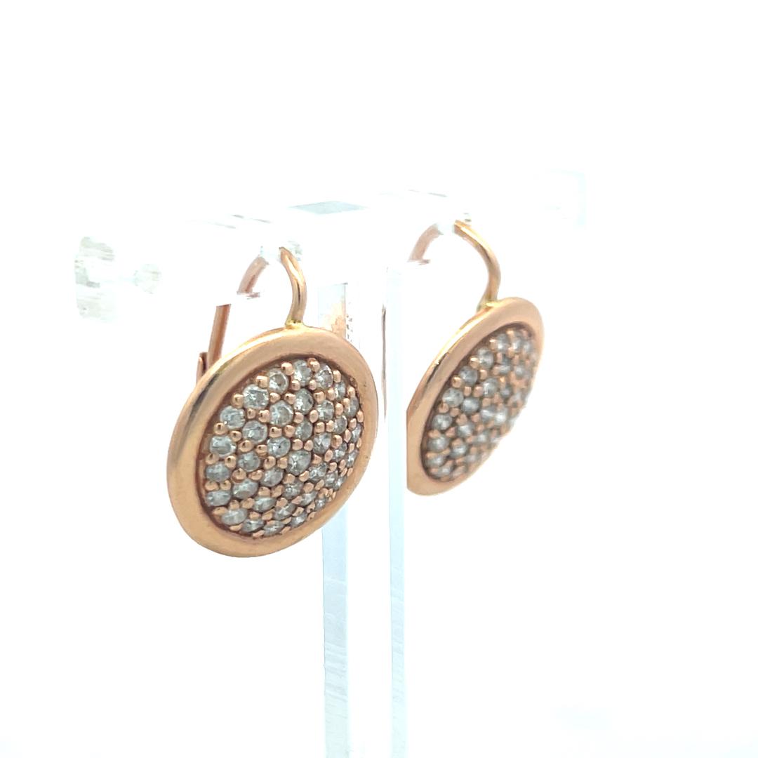 1.35 Carat Round Brilliant Diamond Leverback Earrings in 14K Rose Gold