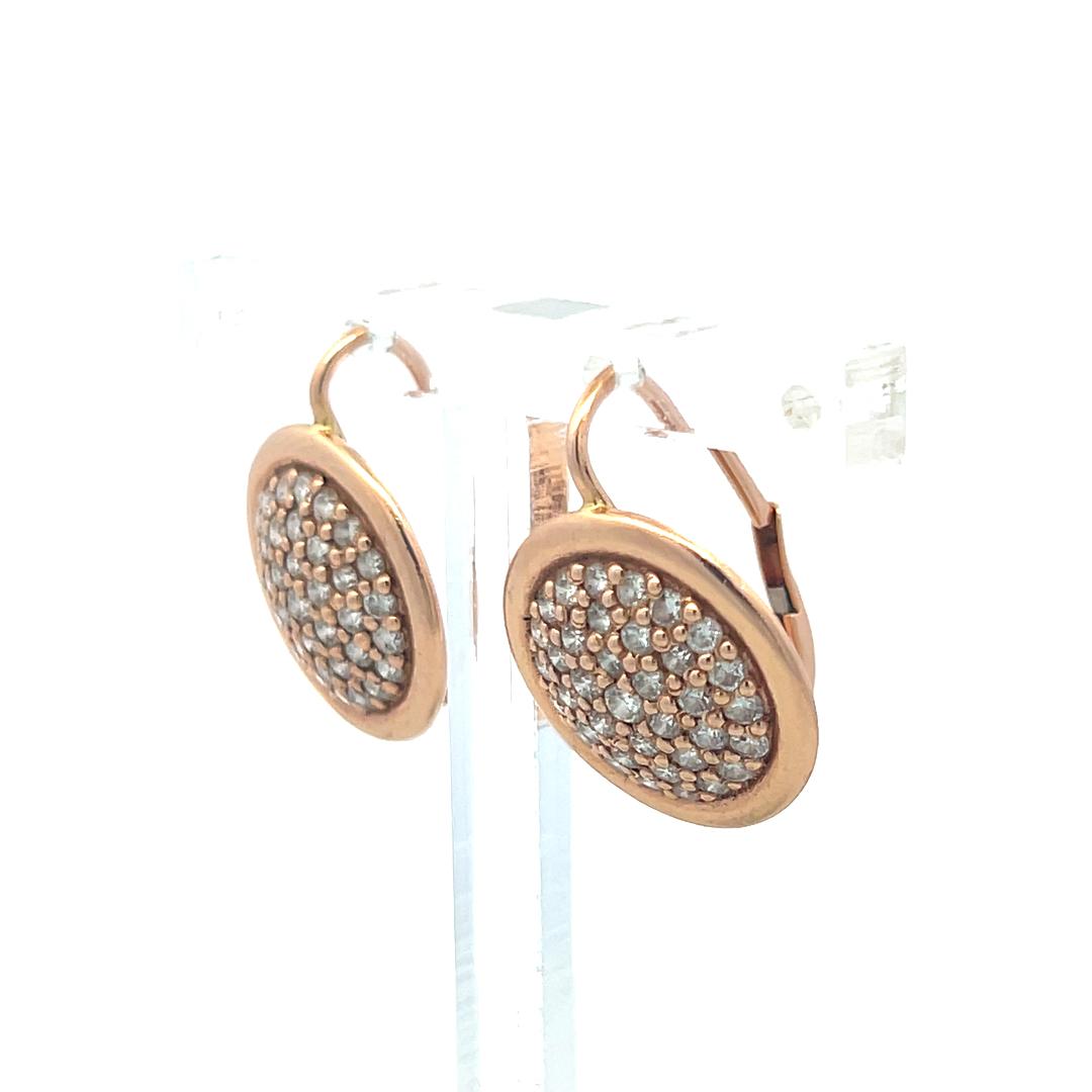 1.35 Carat Round Brilliant Diamond Leverback Earrings in 14K Rose Gold