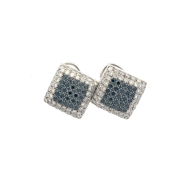 1.65ct Round Brilliant & 1.00ct Black Diamond Clip-On Earrings in 18K White Gold